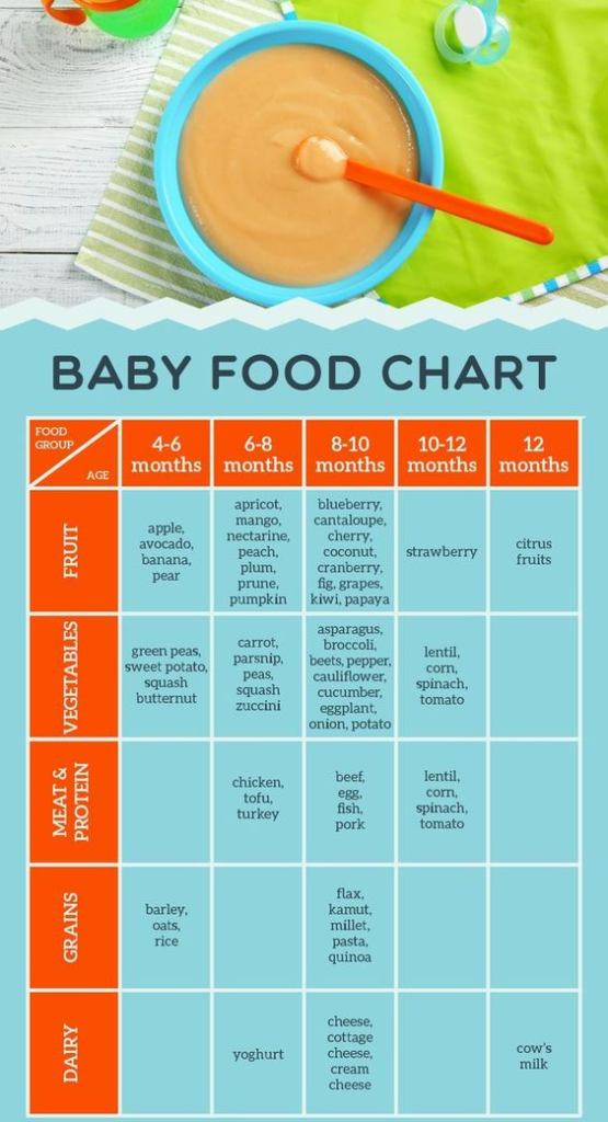 Food Chart for Baby's First Year